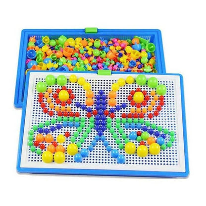 Set di puzzle mosaico su tavola forata per bambini, con scatola di conservazione, 296 pezzi