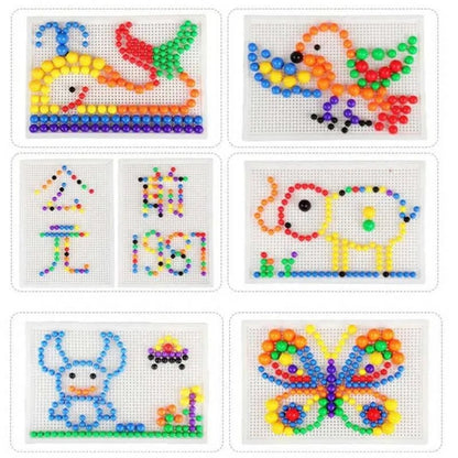 Set di puzzle mosaico su tavola forata per bambini, con scatola di conservazione, 296 pezzi