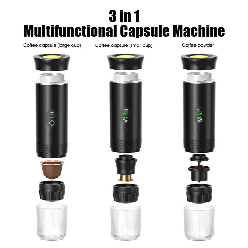 Macchina per espresso portatile da 20 bar con supporto per capsule e caffè macinato