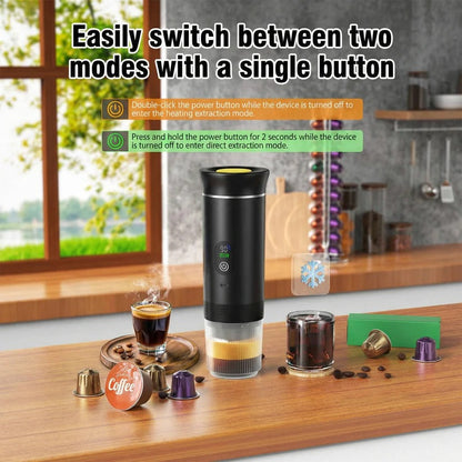 Macchina per espresso portatile da 20 bar con supporto per capsule e caffè macinato