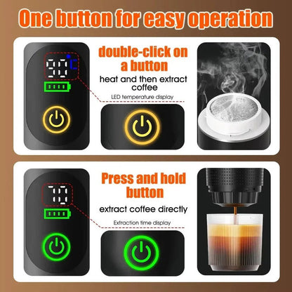 Macchina per espresso portatile da 20 bar con supporto per capsule e caffè macinato