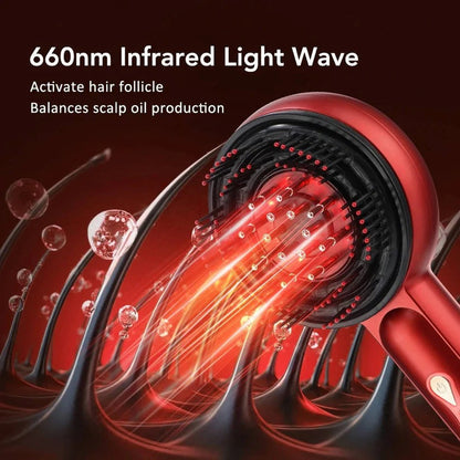 Spazzola massaggiante per cuoio capelluto con luce rossa per la salute dei capelli