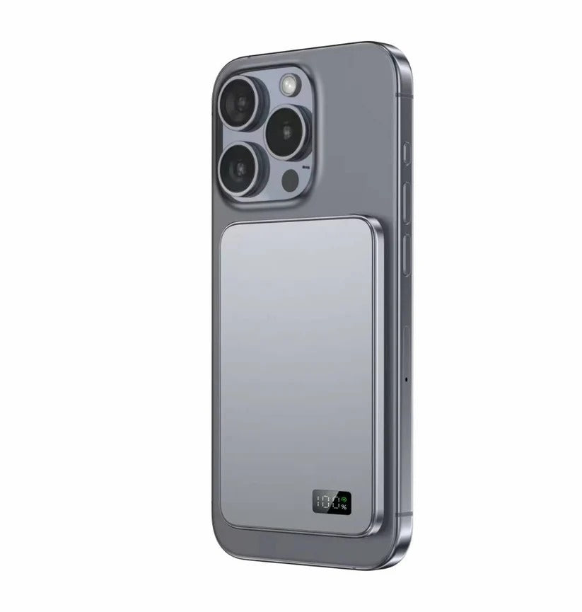 Caricatore magnetico portatile sottile in alluminio con ricarica wireless rapida per iPhone