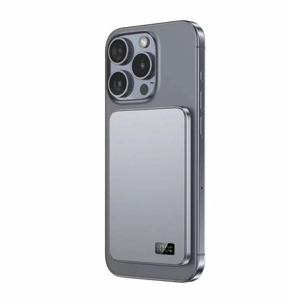 Caricatore magnetico portatile sottile in alluminio con ricarica wireless rapida per iPhone