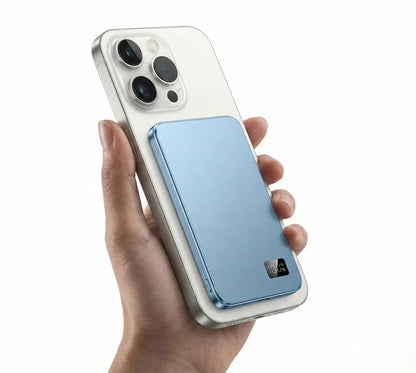 Caricatore magnetico portatile sottile in alluminio con ricarica wireless rapida per iPhone