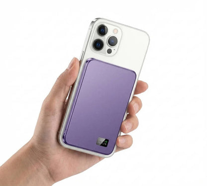Caricatore magnetico portatile sottile in alluminio con ricarica wireless rapida per iPhone
