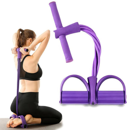 Elastico di resistenza con pedale per i piedi e maniglie rimovibili per allenamento in palestra domestica