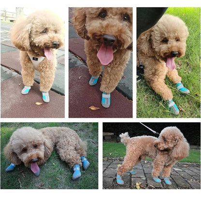Stivali impermeabili e traspiranti per zampe di cane con suola antiscivolo per uso all'aperto, confezione da 4 pezzi