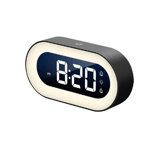 Orologio digitale da comodino con display LED, allarme musicale e luce notturna regolabile