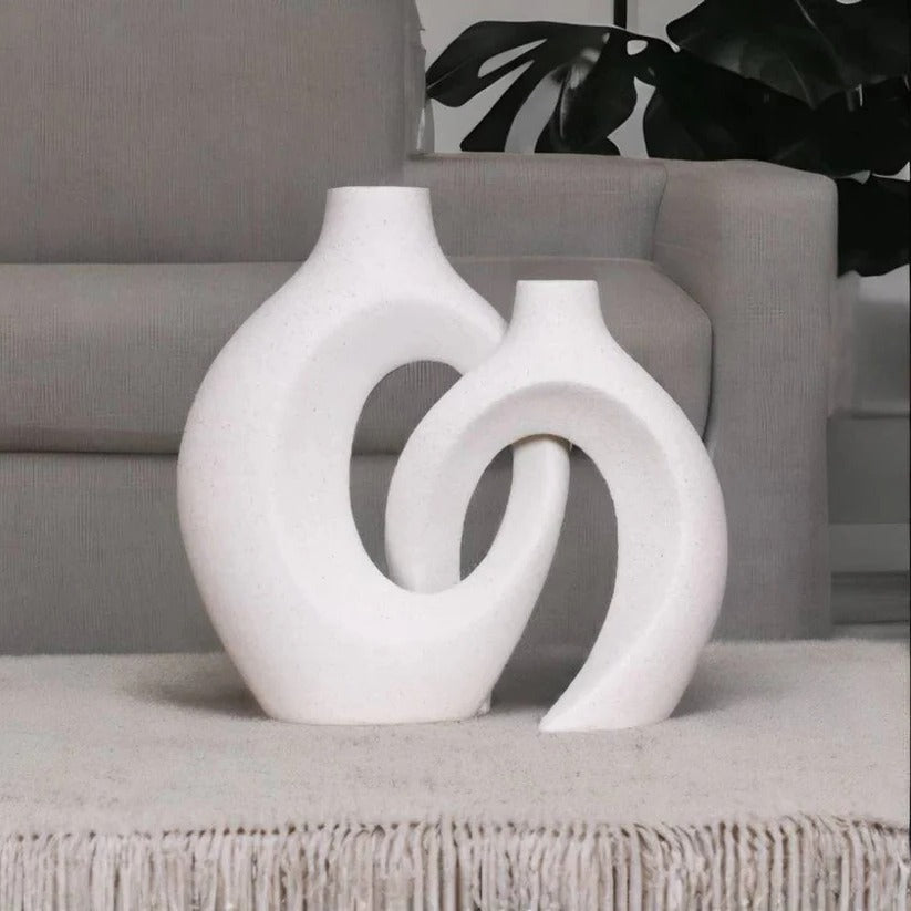 Vaso in ceramica intrecciata per composizioni floreali fresche e secche