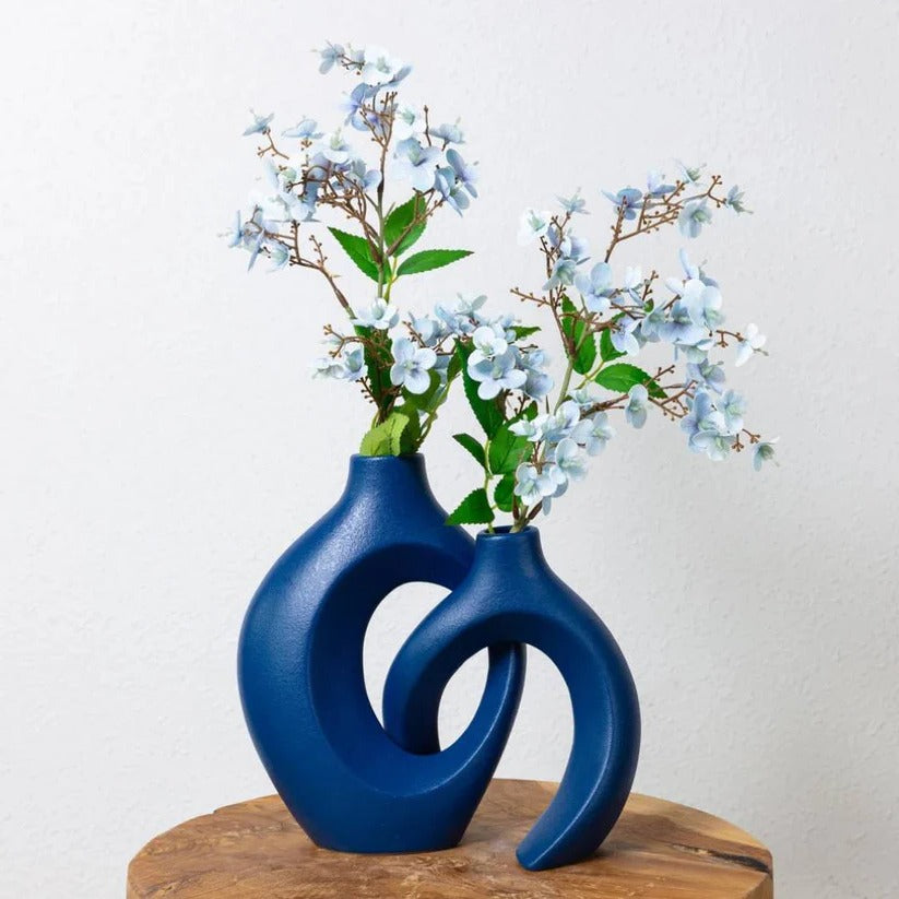 Vaso in ceramica intrecciata per composizioni floreali fresche e secche