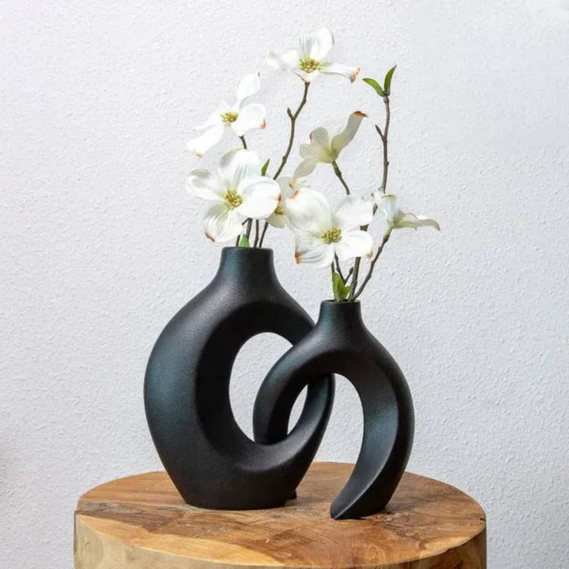 Vaso in ceramica intrecciata per composizioni floreali fresche e secche