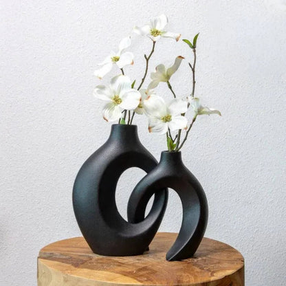 Vaso in ceramica intrecciata per composizioni floreali fresche e secche