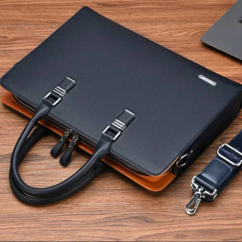 Borsa a tracolla in pelle per uomo, adatta a laptop da 14 a 15 pollici