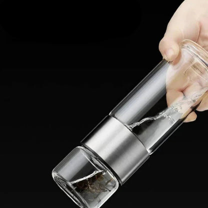 Borraccia in vetro portatile con filtro per tè e manicotto isolante