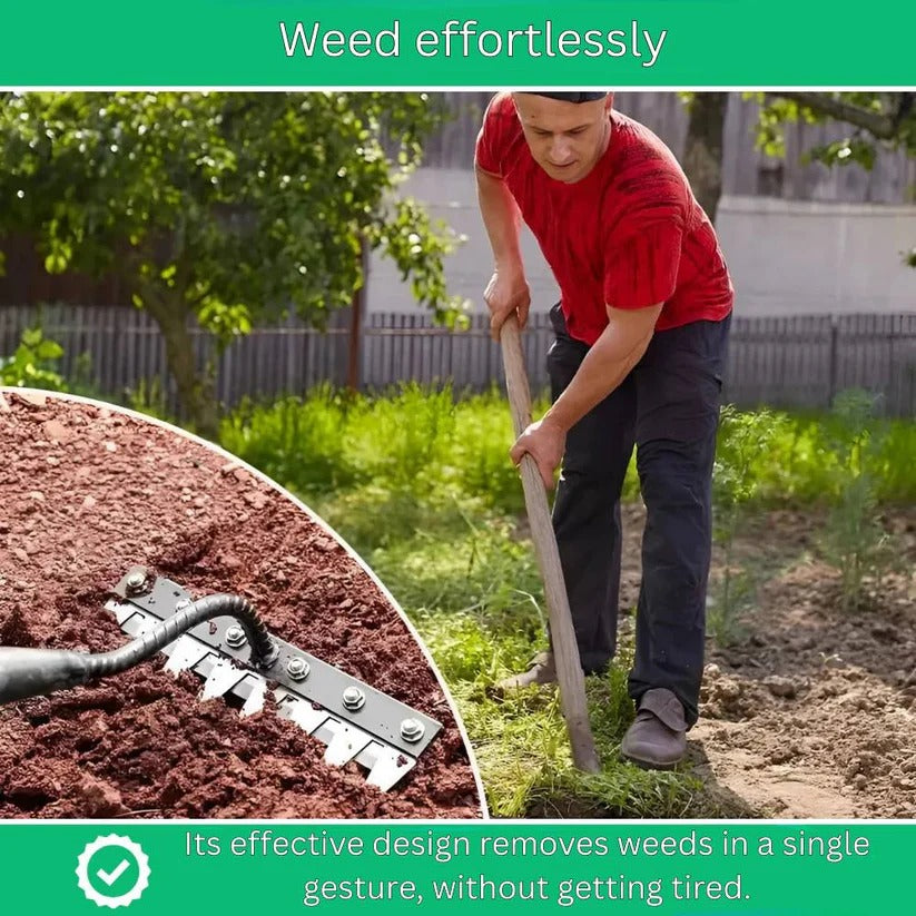 Rastrello da giardino in acciaio per la rimozione delle erbacce e la manutenzione del terreno