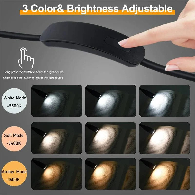 Luce LED ricaricabile da collo flessibile per la lettura