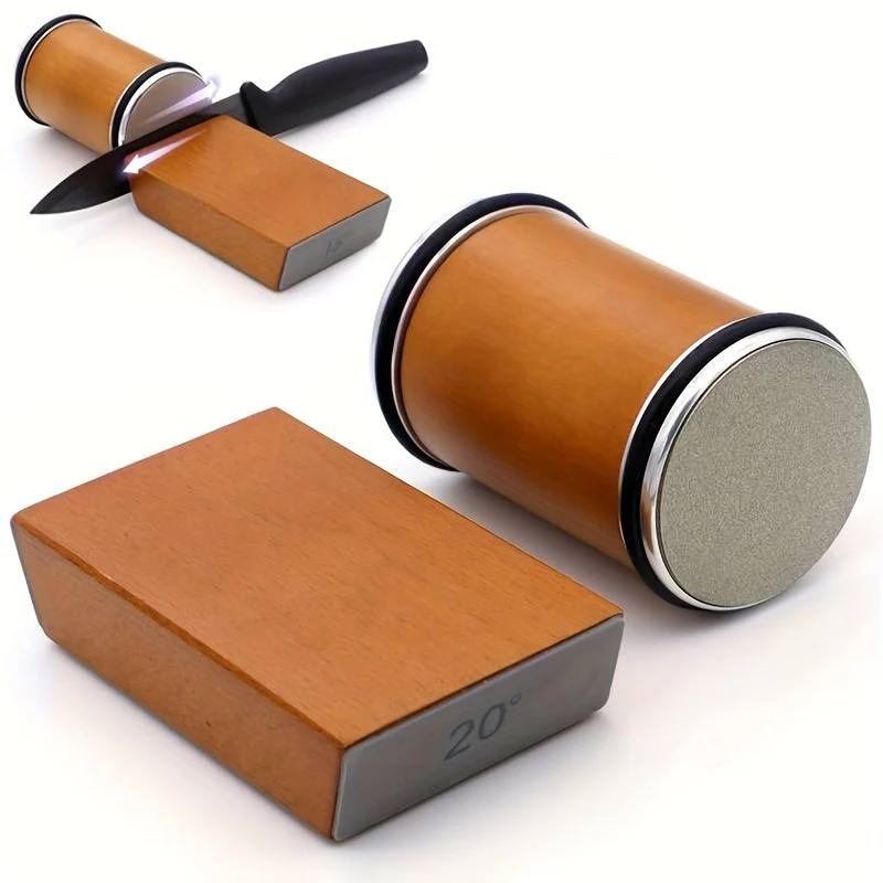 Set di pietre diamantate per affilare coltelli con doppio angolo e supporto magnetico regolabile a 15° e 20°