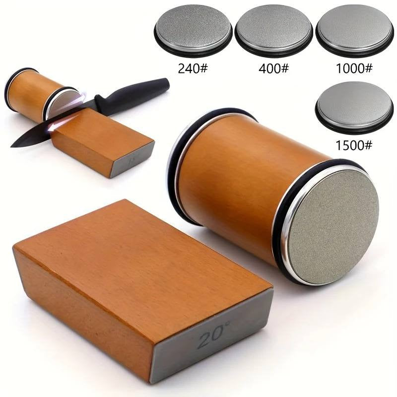 Set di pietre diamantate per affilare coltelli con doppio angolo e supporto magnetico regolabile a 15° e 20°