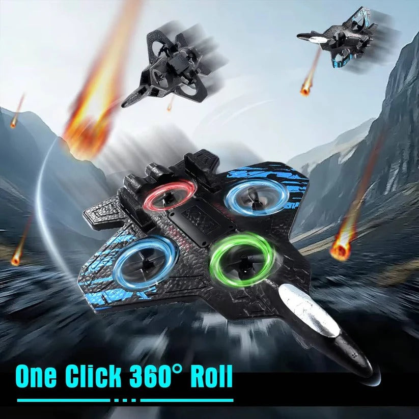 Aereo RC da acrobazie giocattolo con capovolgimenti a 360° e luci LED per bambini