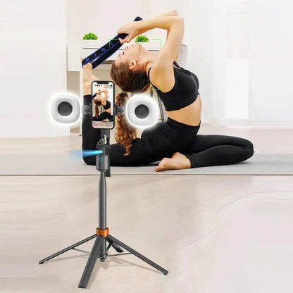 Supporto per telefono con tracciamento automatico intelligente e treppiede con luci di riempimento doppie per streaming in diretta e vlogging