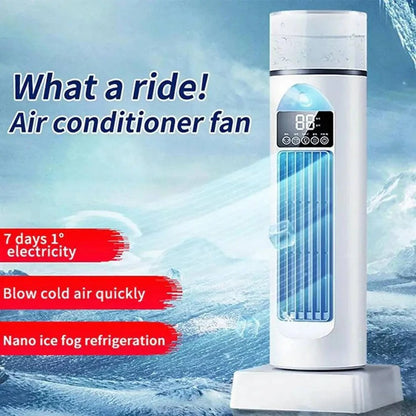 Ventilatore a torre portatile senza pale con serbatoio d'acqua e telecomando intelligente, 6 velocità