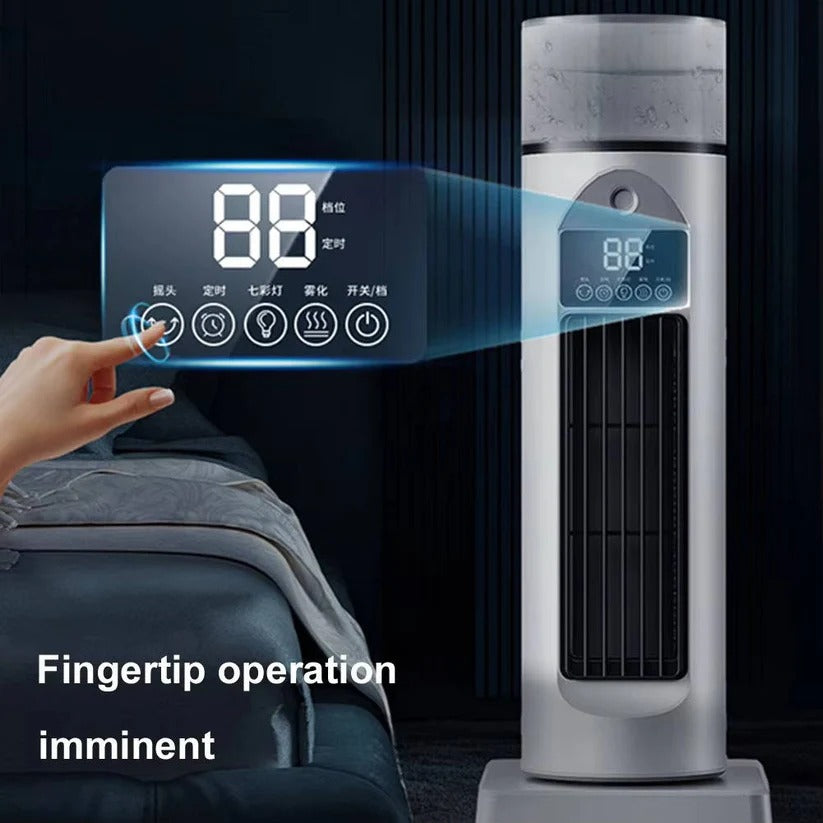 Ventilatore a torre portatile senza pale con serbatoio d'acqua e telecomando intelligente, 6 velocità
