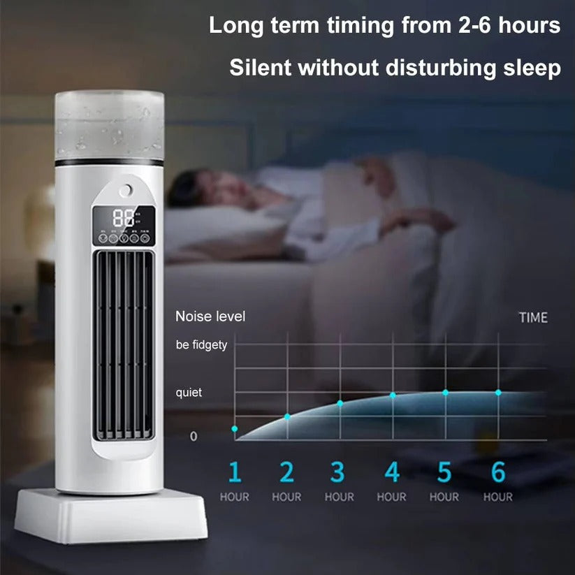 Ventilatore a torre portatile senza pale con serbatoio d'acqua e telecomando intelligente, 6 velocità