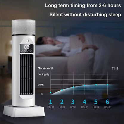Ventilatore a torre portatile senza pale con serbatoio d'acqua e telecomando intelligente, 6 velocità