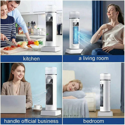 Ventilatore a torre portatile senza pale con serbatoio d'acqua e telecomando intelligente, 6 velocità