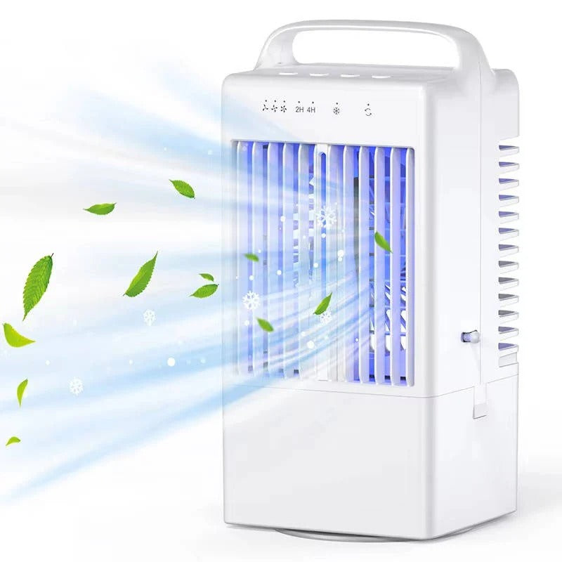 Mini ventola USB da tavolo per il raffreddamento con luce ambientale, 4 velocità e timer