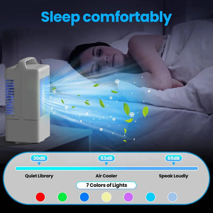 Mini ventola USB da tavolo per il raffreddamento con luce ambientale, 4 velocità e timer