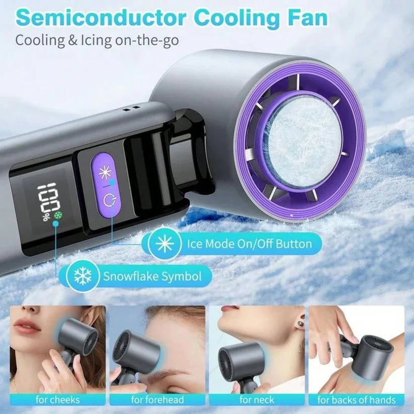 Ventilatore portatile ricaricabile 3-in-1 con torcia integrata e display LED della batteria