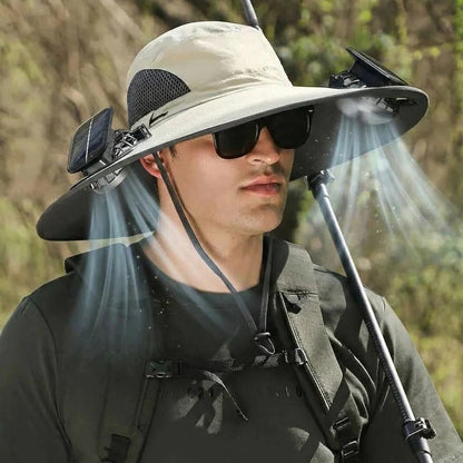Cappello da sole ventilato con due ventole solari integrate, unisex, per uso all'aperto