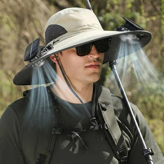 Cappello da sole ventilato con due ventole solari integrate, unisex, per uso all'aperto