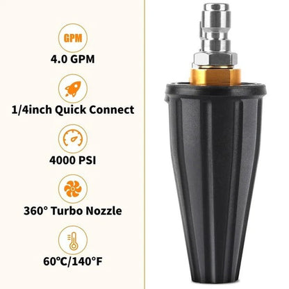 Ugello turbo a 360 gradi per pulitrice ad alta pressione con corpo in ottone e punte