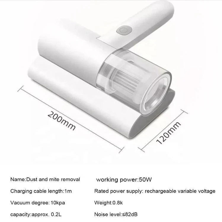 Aspirapolvere portatile per letto con luce UV e funzionamento senza fili