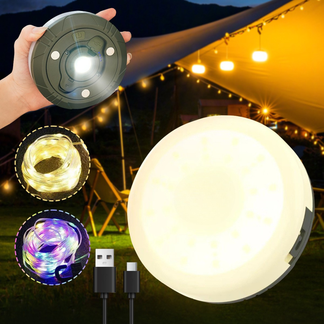Luci natalizie da esterno ricaricabili tramite USB – Bianco caldo e multicolore