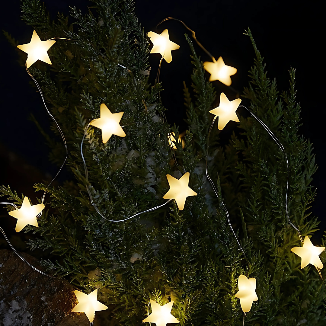 Luci LED natalizie a forma di stella – Ghirlanda luminosa con timer automatico