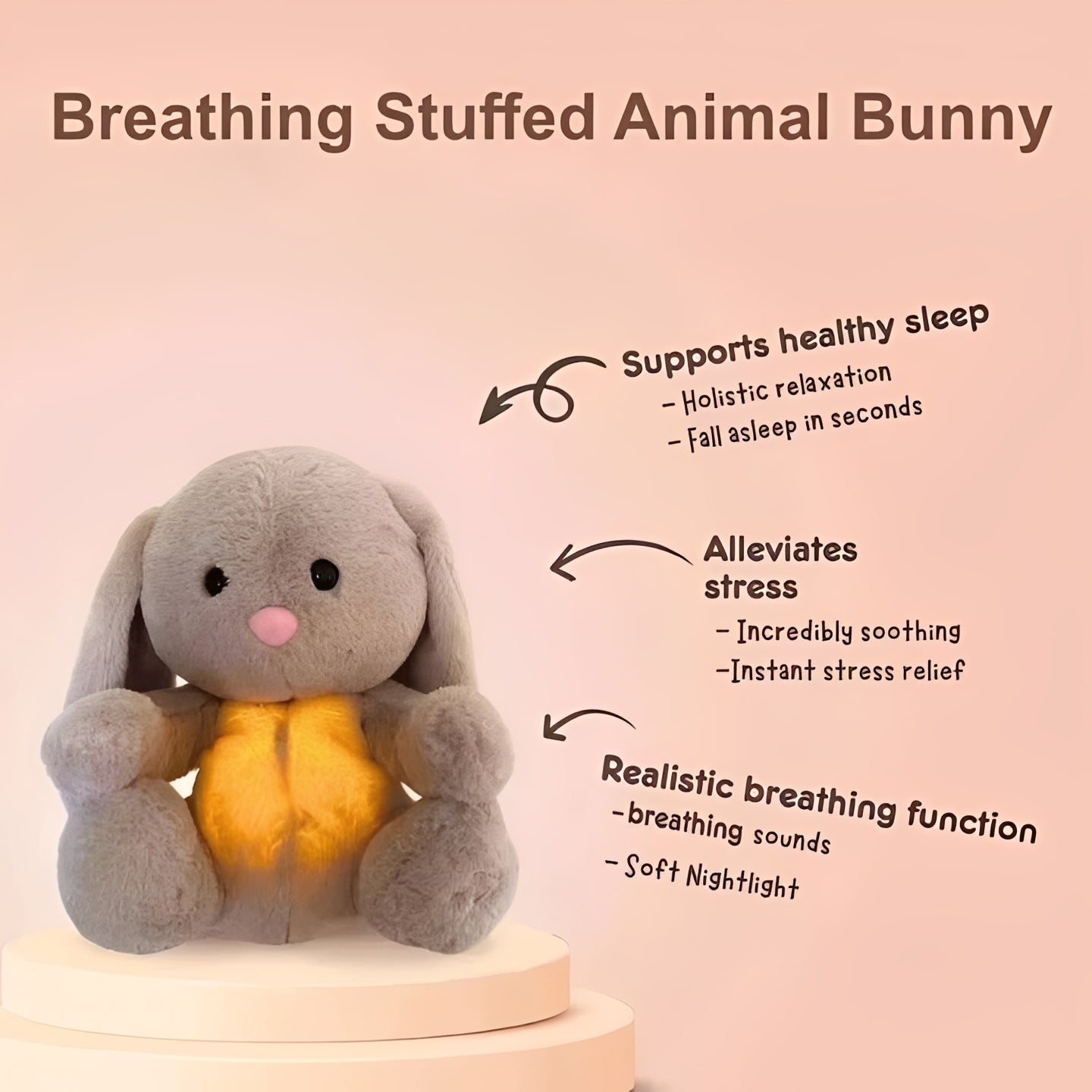 Coniglio di peluche con movimento respiratorio