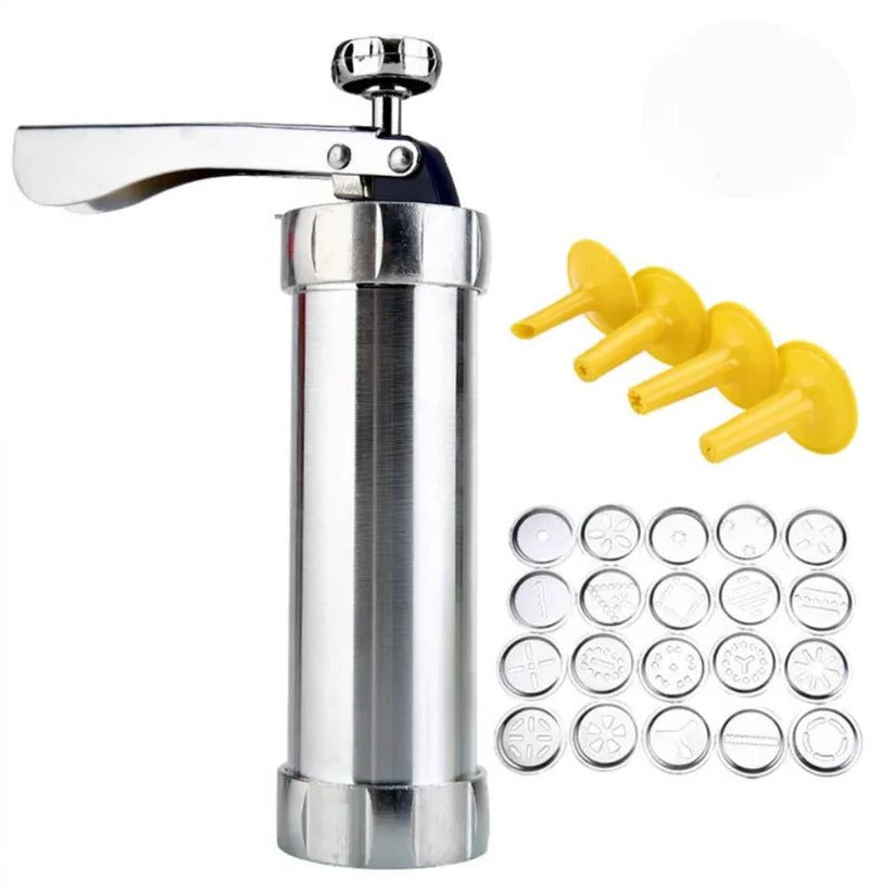 Set di presse per biscotti in alluminio con 20 forme a disco e 4 ugelli da piping