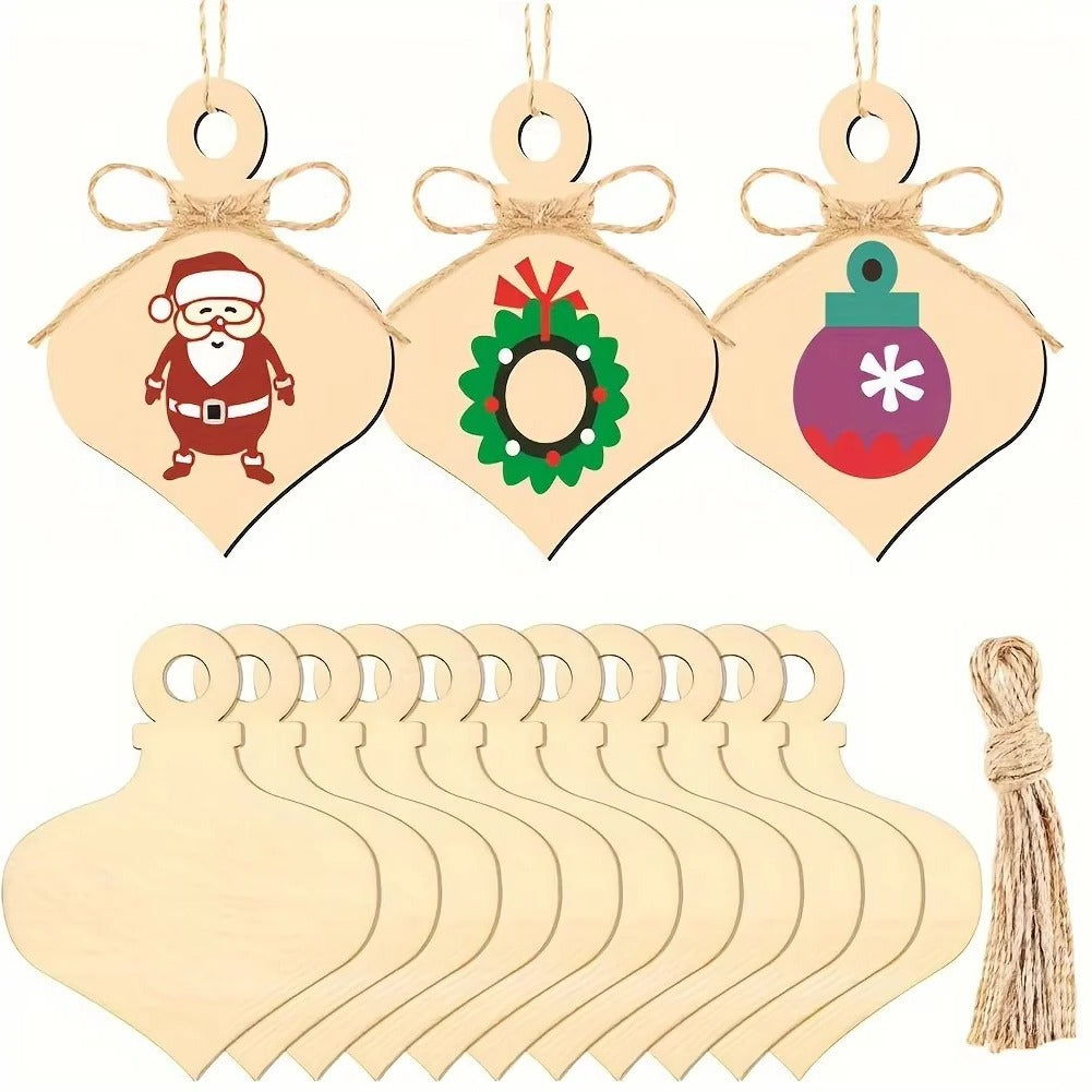 Ornamenti in legno grezzi per progetti fai-da-te, set da 10 pezzi