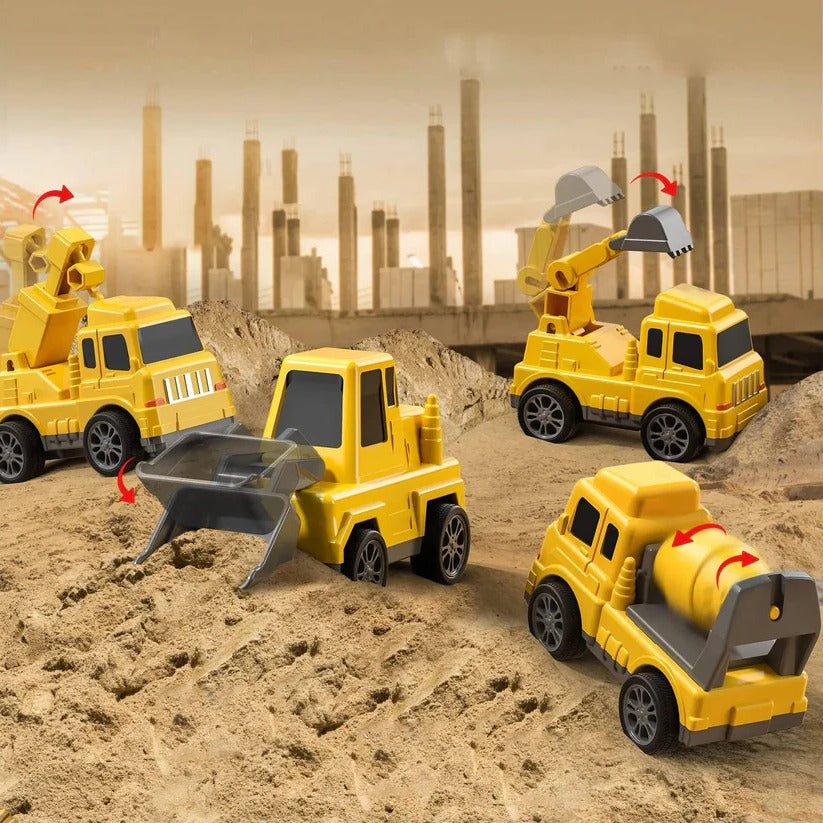 Set di camion da costruzione giocattolo con portacarri e rampa, 5 pezzi