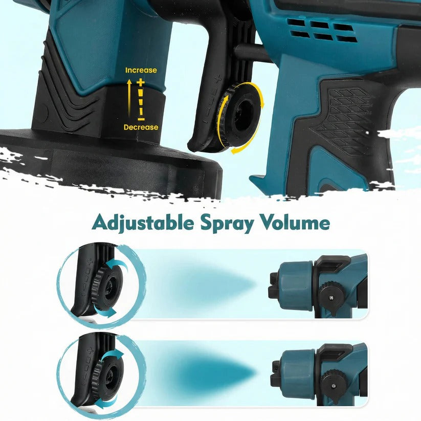 Pistola a spruzzo alimentata a batteria con 3 ugelli intercambiabili e diverse modalità di spruzzatura