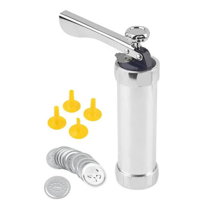 Set di presse per biscotti in alluminio con 20 forme a disco e 4 ugelli da piping