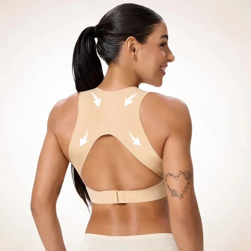 Reggiseno sportivo senza fili a copertura totale con sostegno posturale e design traspirante per lo yoga