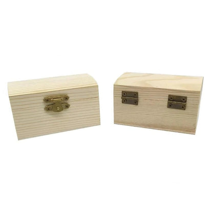 Scrigno del tesoro in legno di pino con coperchio incernierato e chiusura a lucchetto per progetti fai-da-te
