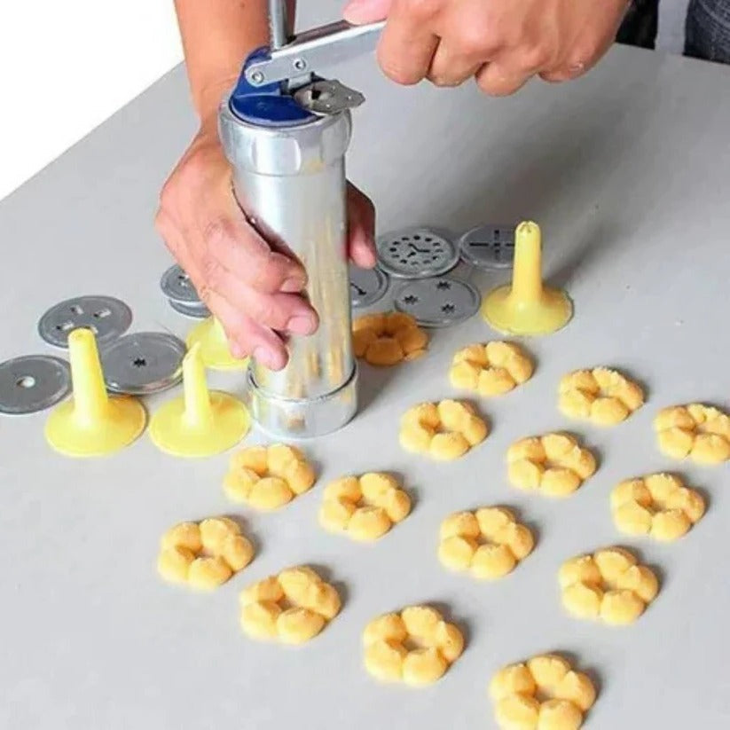 Set di presse per biscotti in alluminio con 20 forme a disco e 4 ugelli da piping