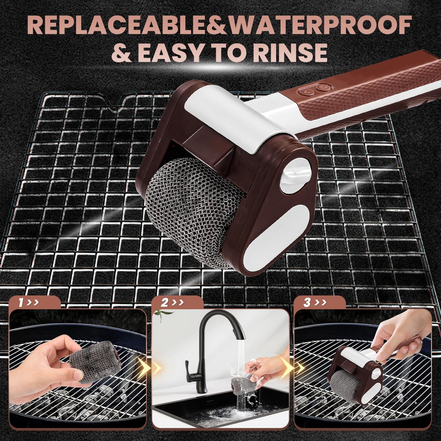 Sakerplus® Pulitore Elettrico per Griglia – Senza Setole Metalliche
