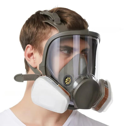 Maschera respiratoria facciale completa con lente antinebbia e guarnizione in silicone